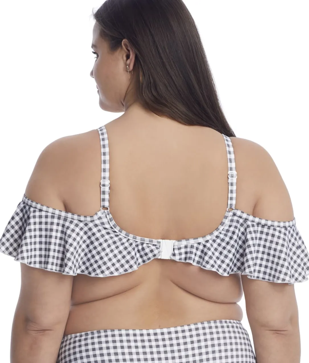 Plus Size Checkmate Ruffle Underwire Bikini Top
