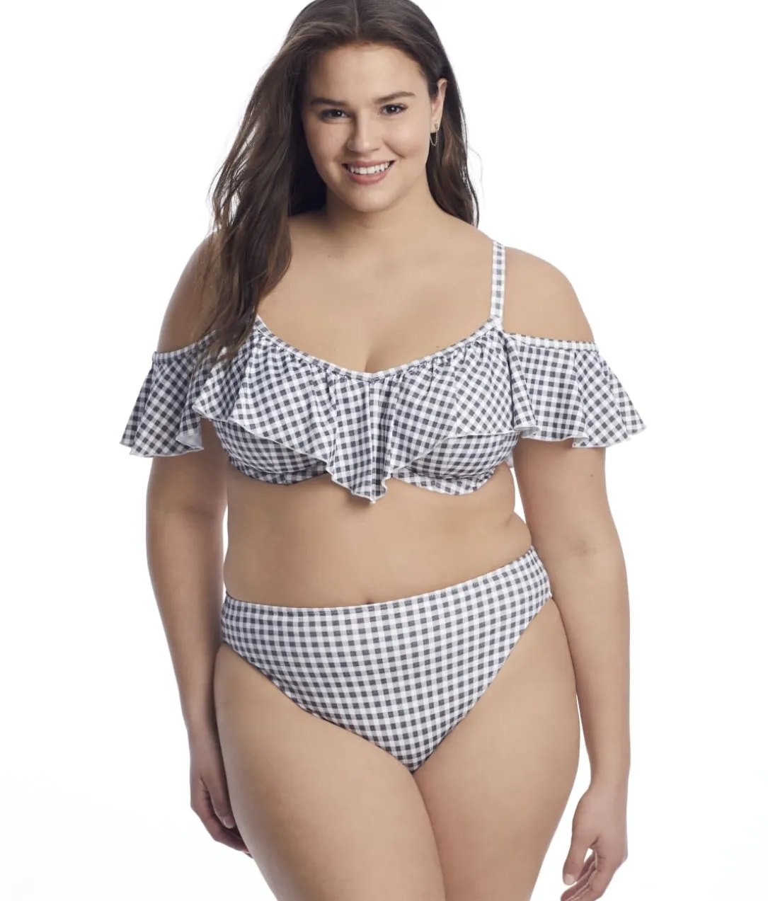 Plus Size Checkmate Ruffle Underwire Bikini Top