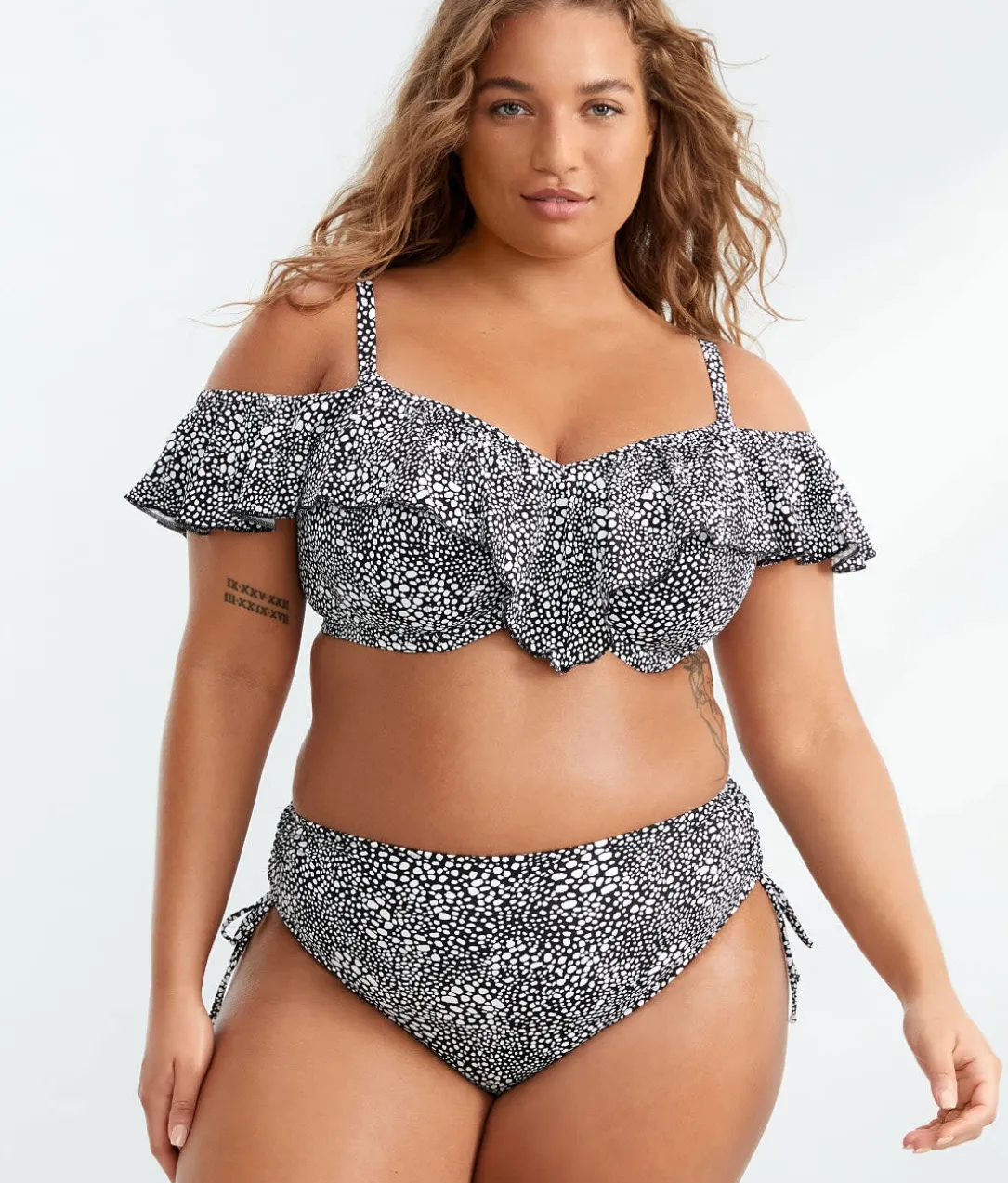 Plus Size Pebble Cove Ruffle Underwire Bikini Top