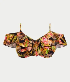 Plus Size Tiger Valley Ruffle Underwire Bikini Top