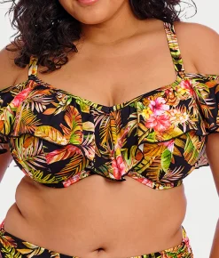 Plus Size Tiger Valley Ruffle Underwire Bikini Top