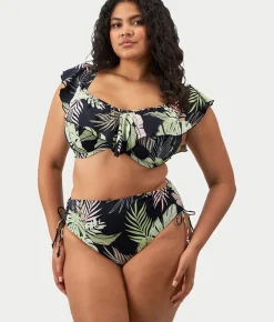 Plus Size Tropical Retreat Ruffle Bikini Top