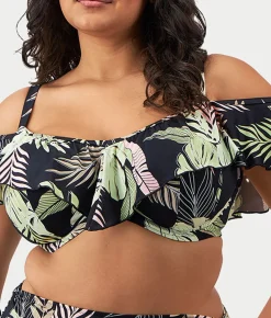 Plus Size Tropical Retreat Ruffle Bikini Top