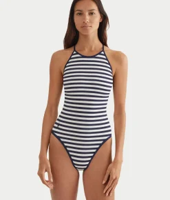 Retro High-Neck One-Piece Swimsuit