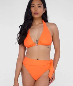 Ring-Front Triangle Halter Bikini Top