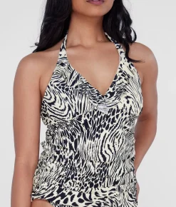 Ruffle Halter Underwire Tankini Top