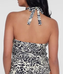 Ruffle Halter Underwire Tankini Top