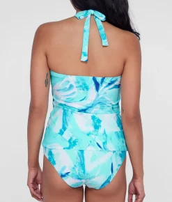 Ruffle Halter Underwire Tankini Top