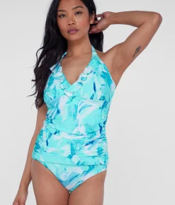 Ruffle Halter Underwire Tankini Top