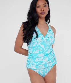 Ruffle Halter Underwire Tankini Top