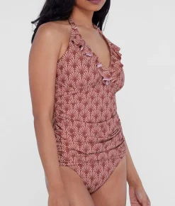 Ruffle Halter Underwire Tankini Top