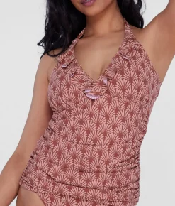 Ruffle Halter Underwire Tankini Top
