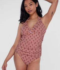 Ruffle Halter Underwire Tankini Top