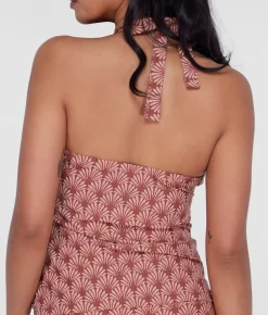 Ruffle Halter Underwire Tankini Top