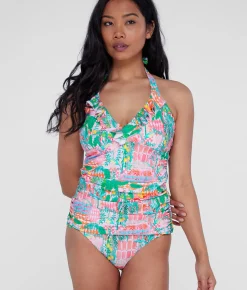 Ruffle Halter Underwire Tankini Top