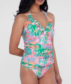 Ruffle Halter Underwire Tankini Top