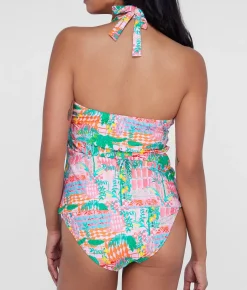 Ruffle Halter Underwire Tankini Top