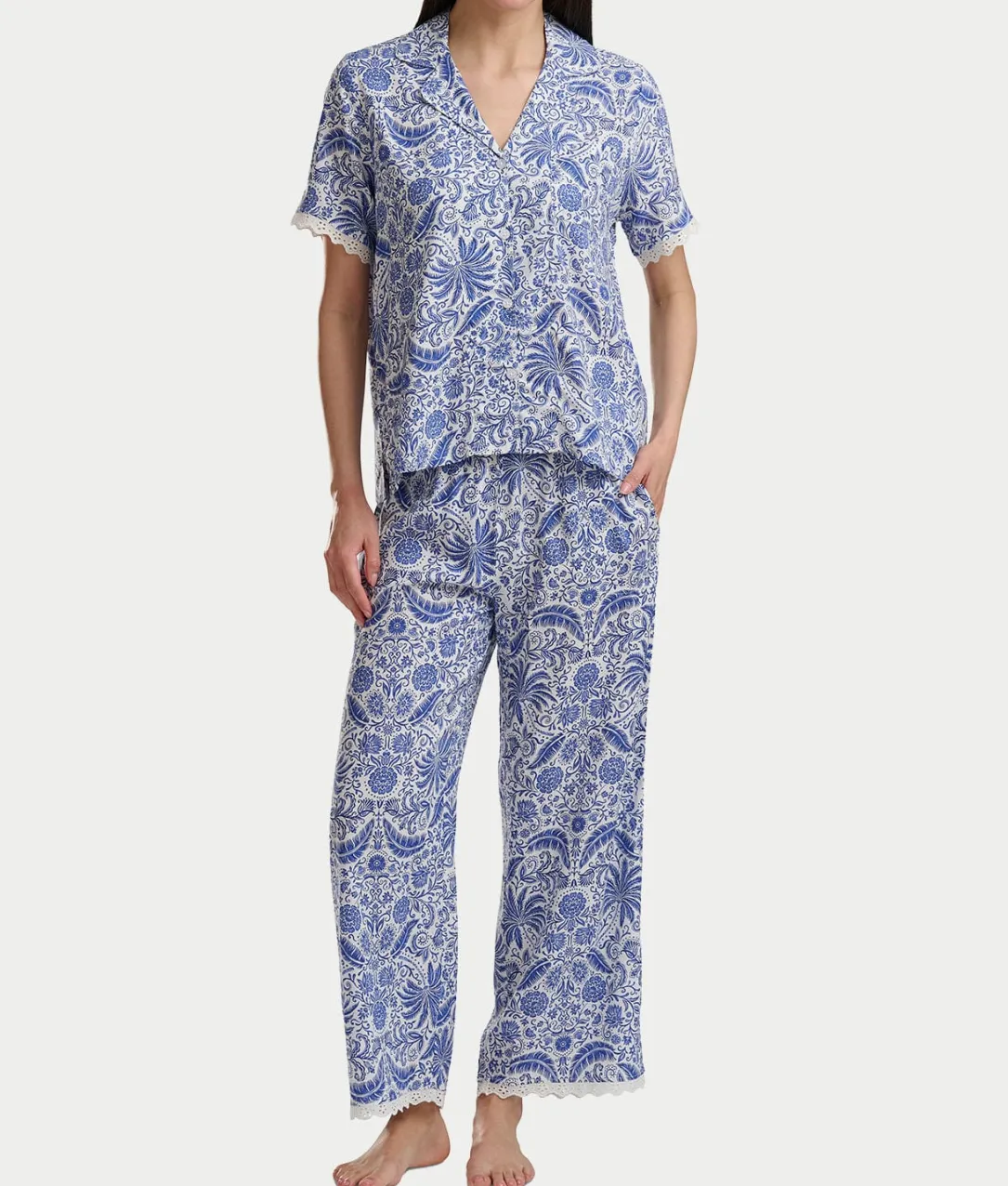 Short Sleeve Knit Top & Cropped Pajama Set