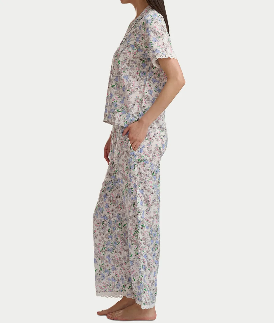 Short Sleeve Knit Top & Cropped Pajama Set