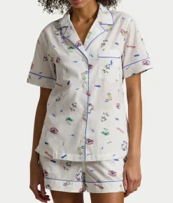 Short Sleeve Woven Pajama Set