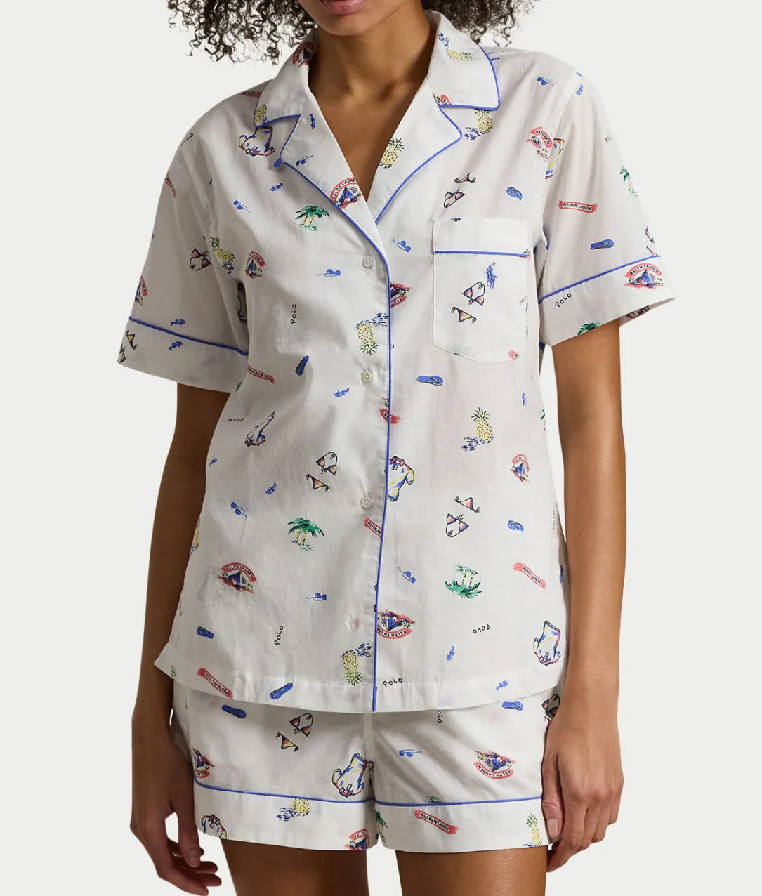 Short Sleeve Woven Pajama Set