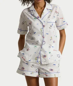 Short Sleeve Woven Pajama Set