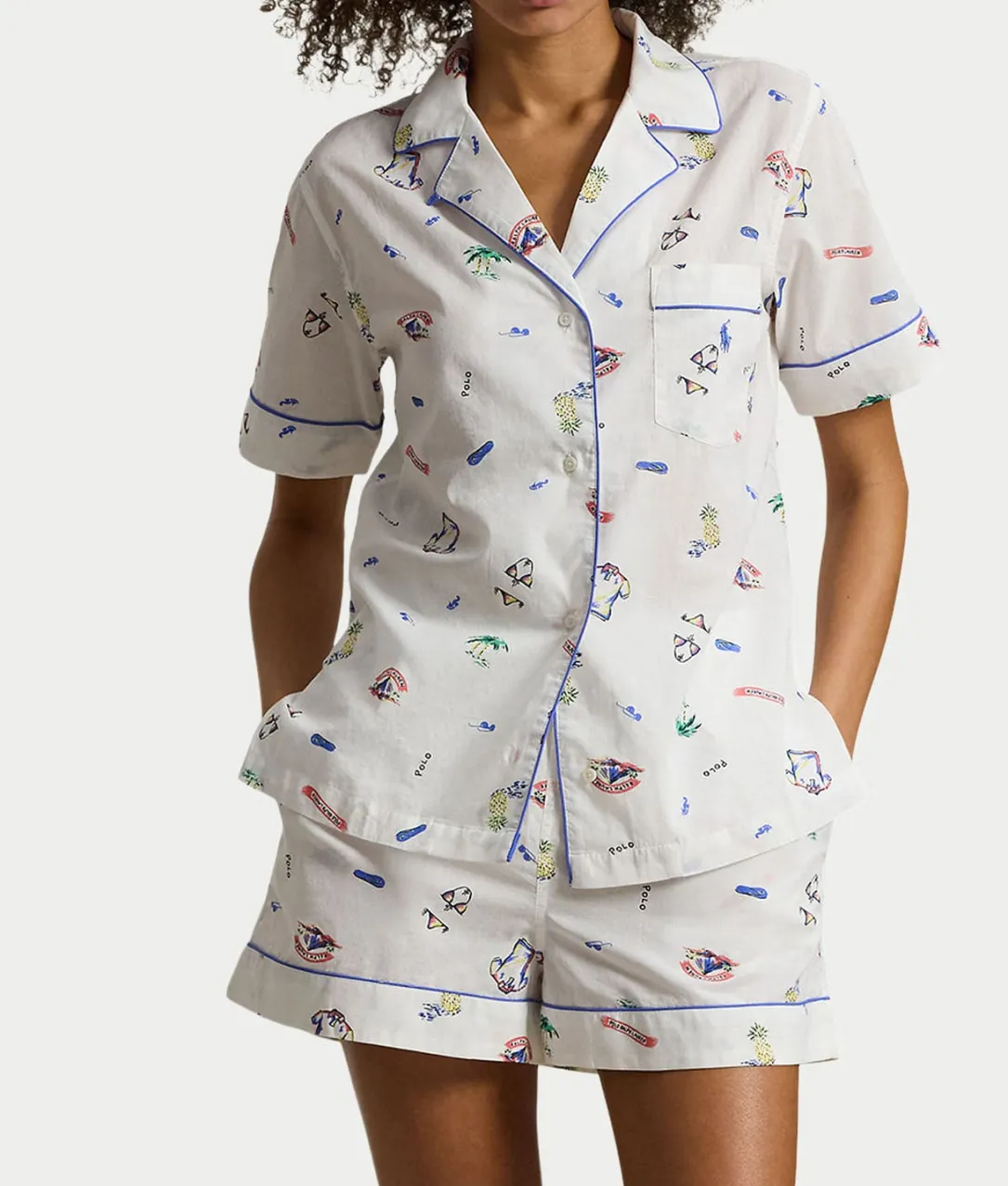 Short Sleeve Woven Pajama Set