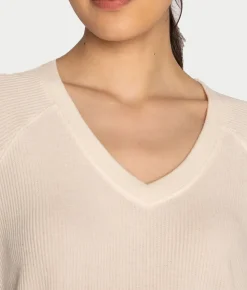 Textured Essentials Ribbed Long Sleeve Knit Top