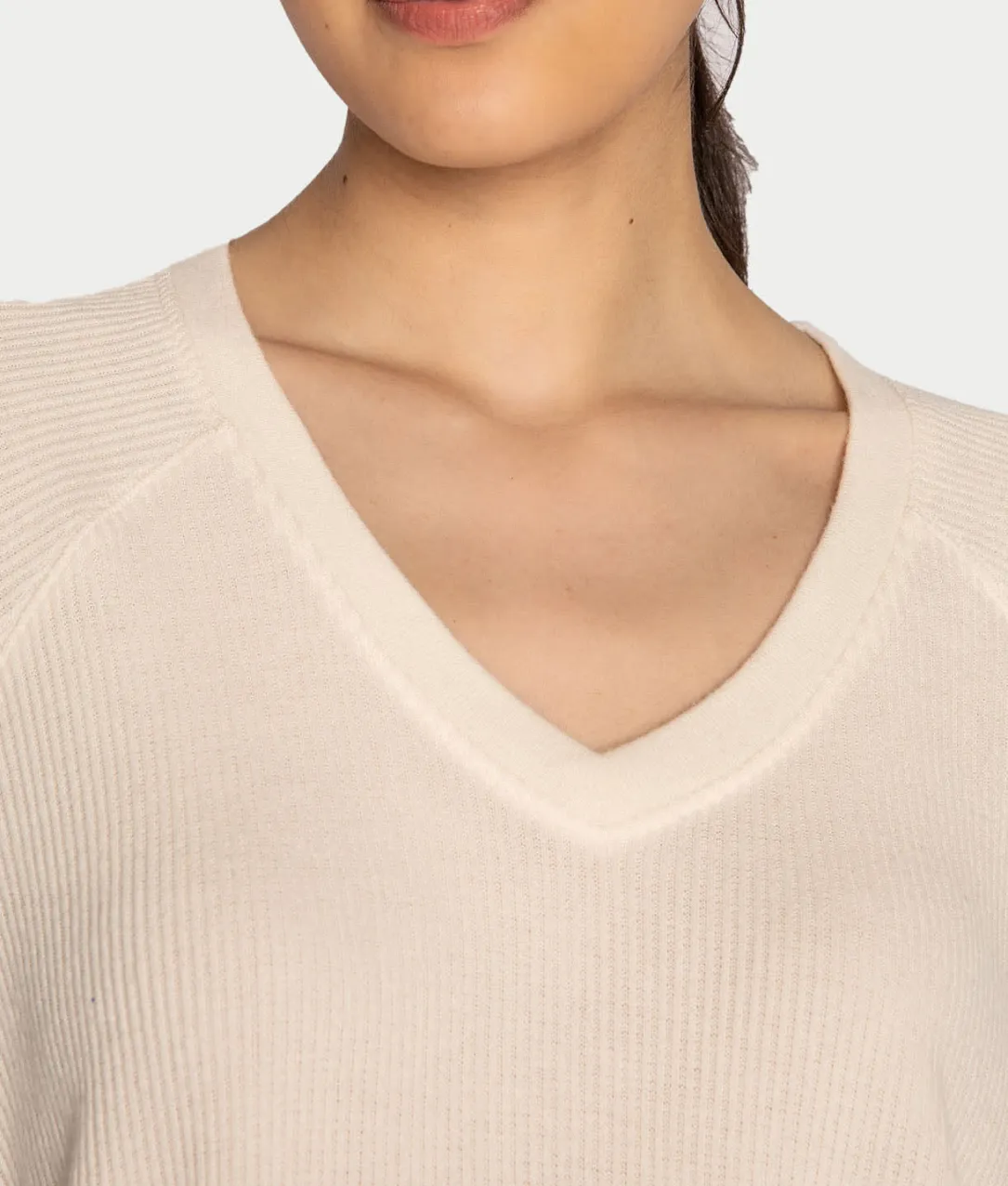 Textured Essentials Ribbed Long Sleeve Knit Top