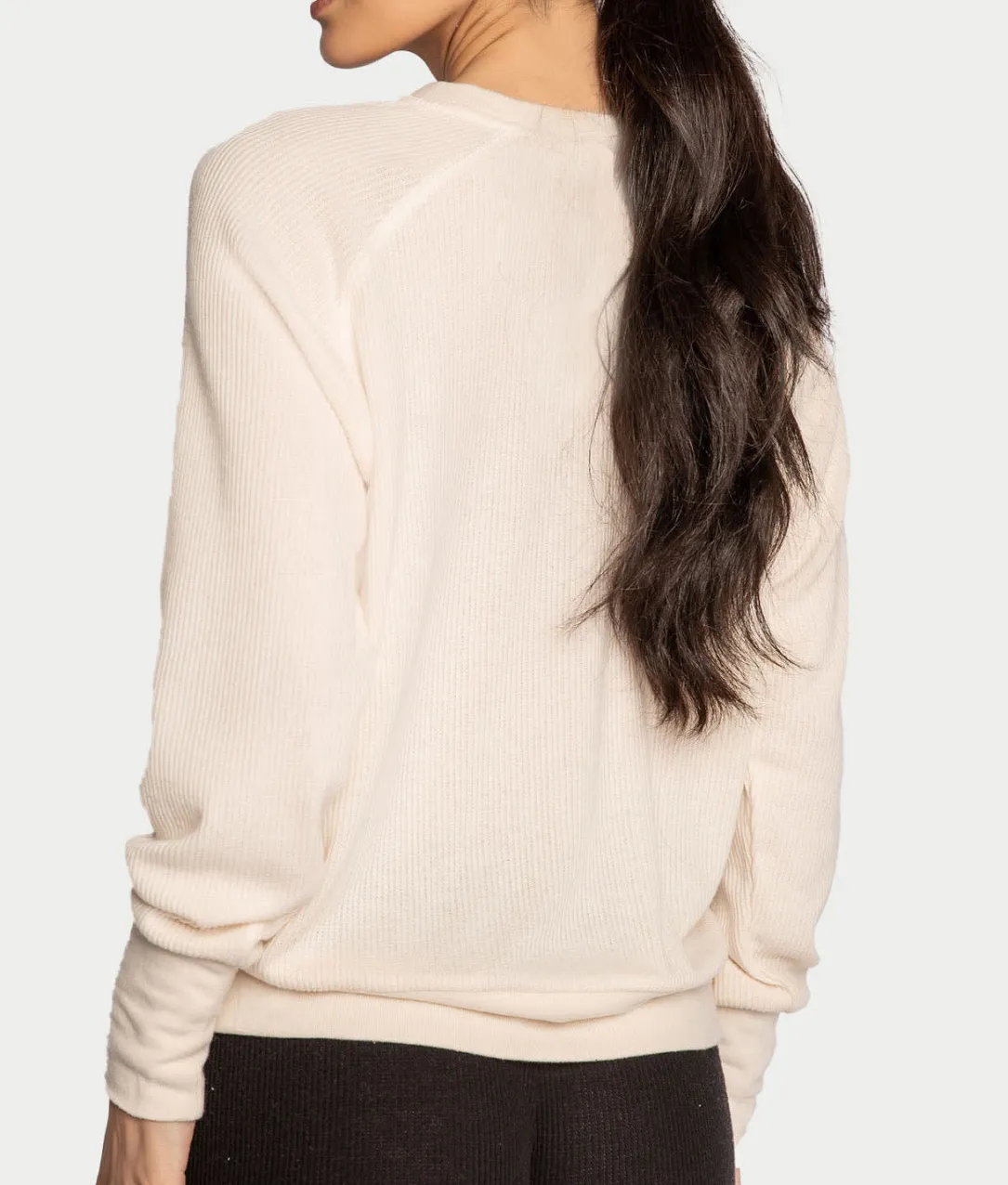 Textured Essentials Ribbed Long Sleeve Knit Top