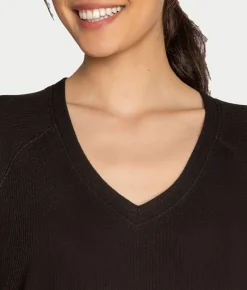 Textured Essentials Ribbed Long Sleeve Knit Top