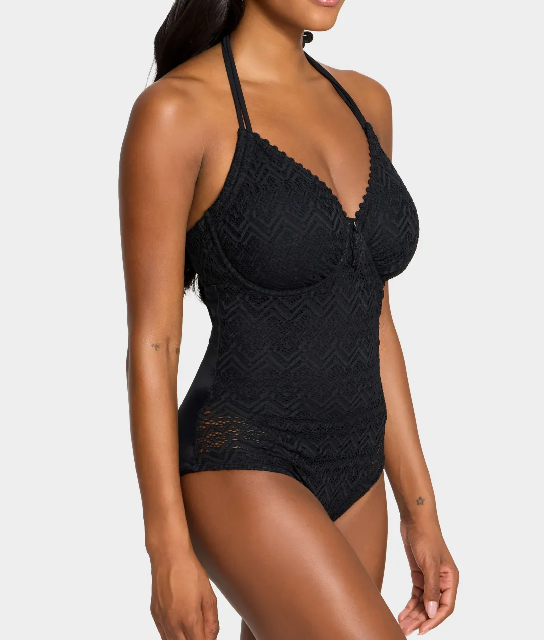 The Slimming Underwire Crochet One-Piece Swimsuit