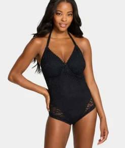 The Slimming Underwire Crochet One-Piece Swimsuit