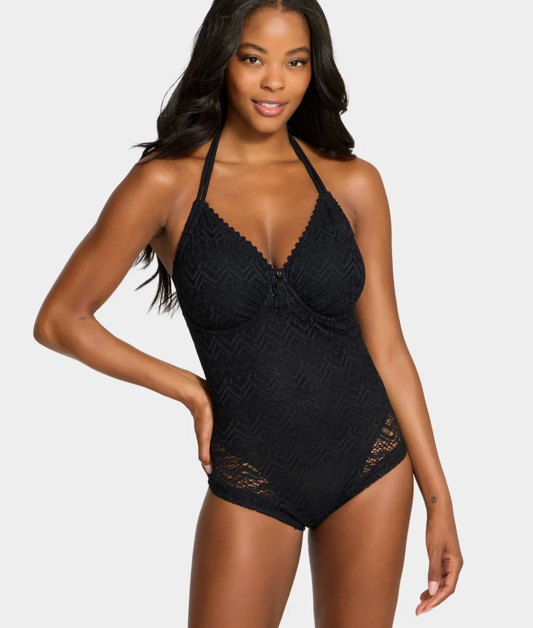 The Slimming Underwire Crochet One-Piece Swimsuit
