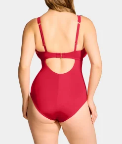 The Slimming Underwire Mesh Plunge One-Piece