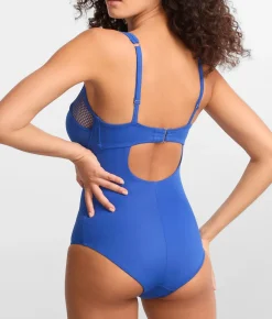 The Slimming Underwire Mesh Plunge One-Piece