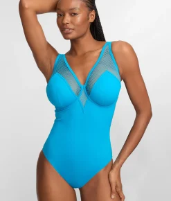 The Slimming Underwire Mesh Plunge One-Piece