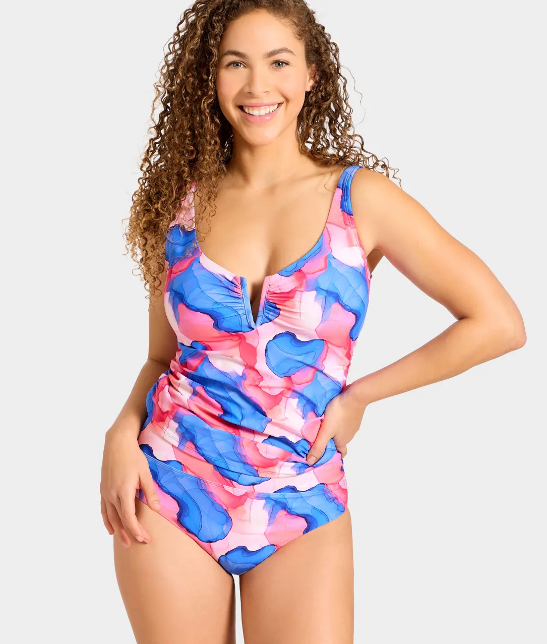 V Front Underwire Tankini Top