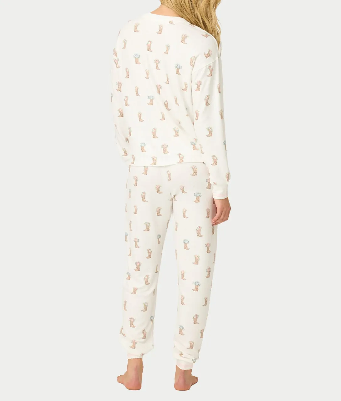 Western Blooms Boot Bouquet Knit Pajama Set