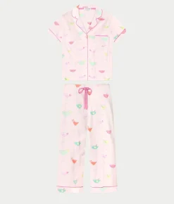 Whimsy Sip Happens Cropped Pajama Set