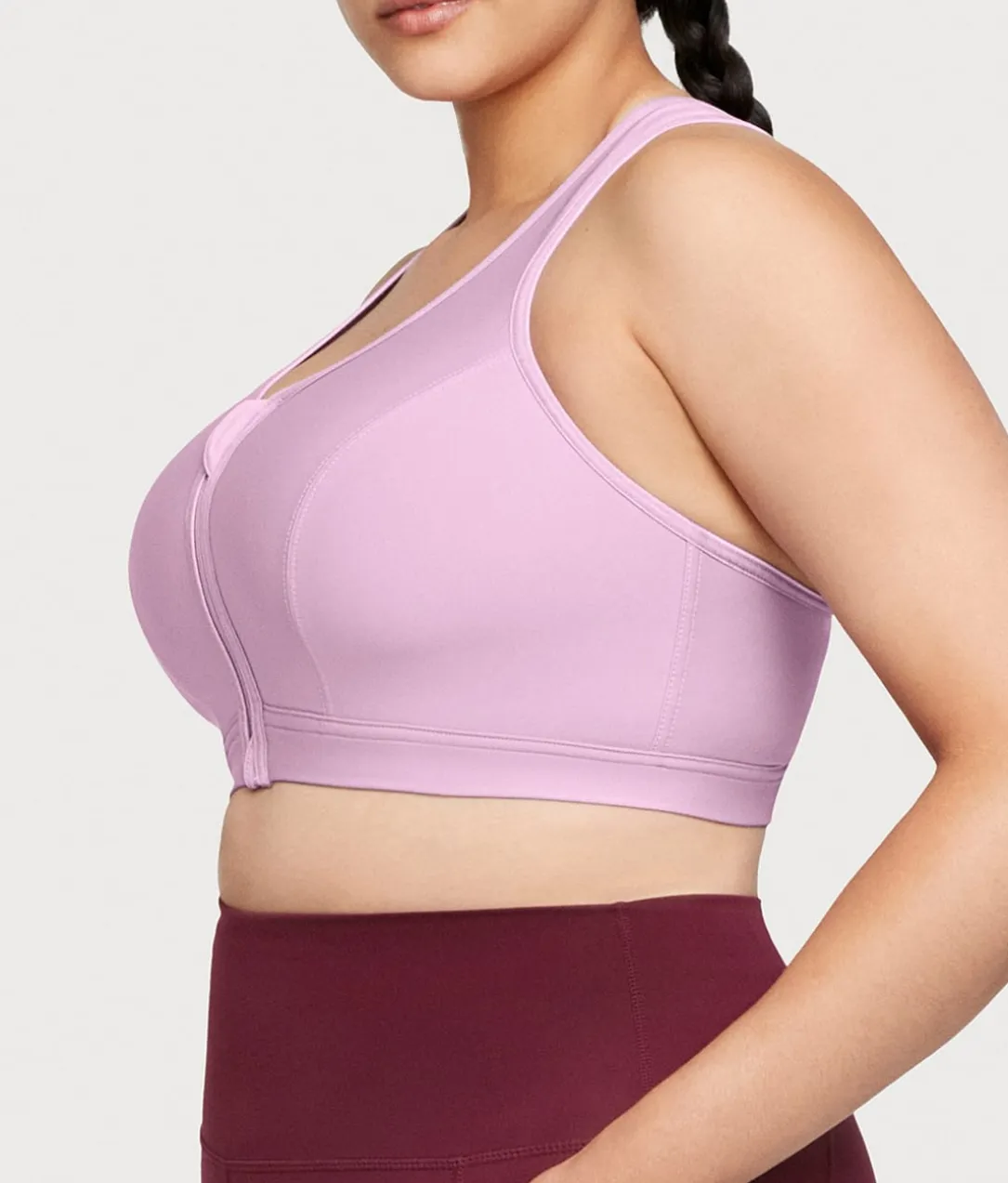 Zip-Up Front-Close Wire-Free Sports Bra